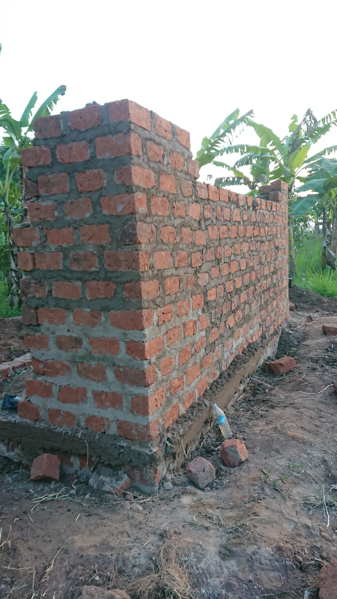Brickwork during a community construction activity